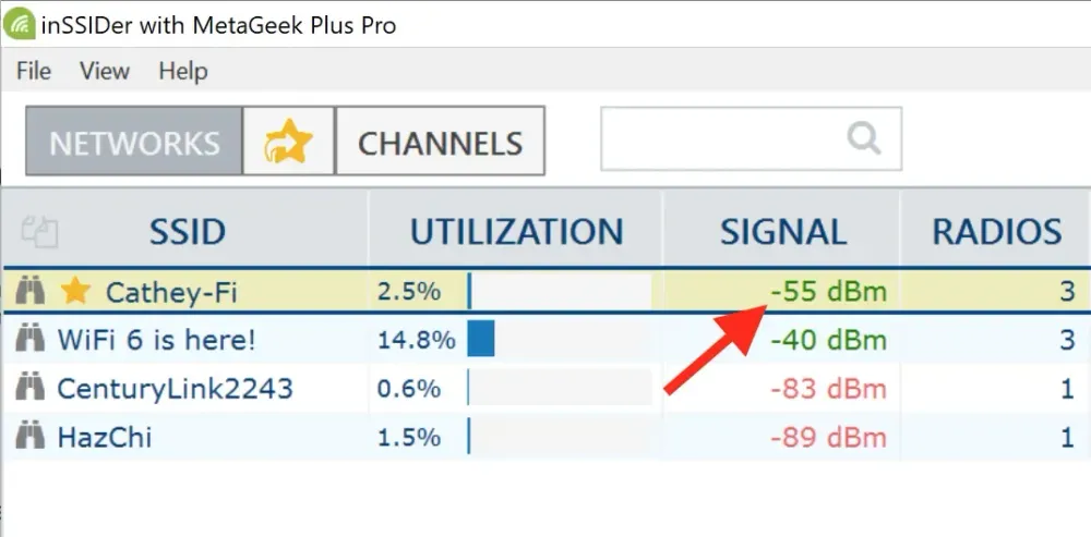 -55 dBm indicates good coverage